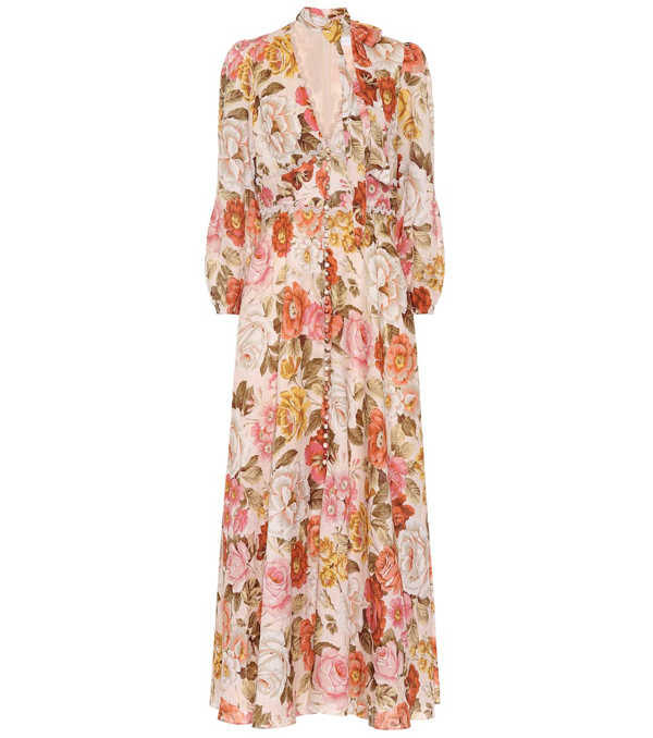 Zimmermann Bonita Crochet-trimmed Floral-print Linen Midi Dress In Pink ...