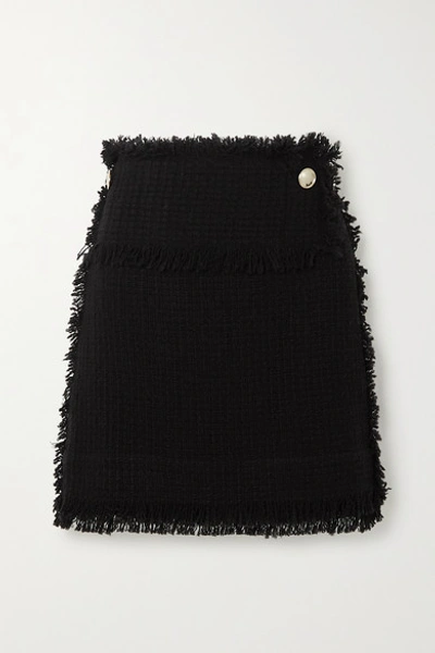 Iro Ario Frayed Bouclé Mini Skirt In Black