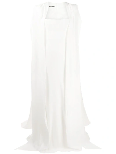 Alex Perry Vance Cape-effect Crepe Gown In White