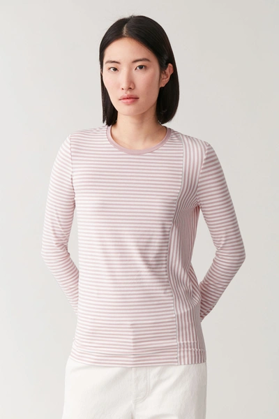 Cos Striped Organic Cotton Top In Pink