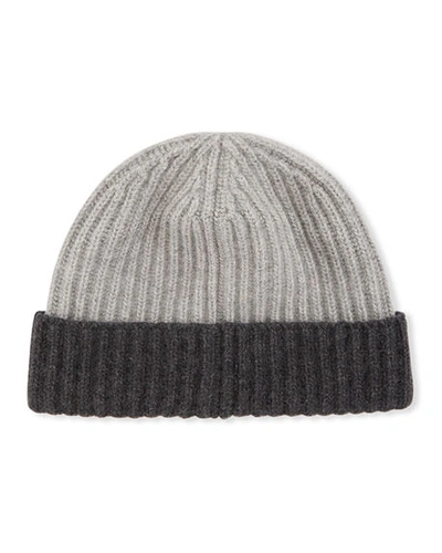 Portolano Men's Rib-knit Cashmere Beanie In Charcoal