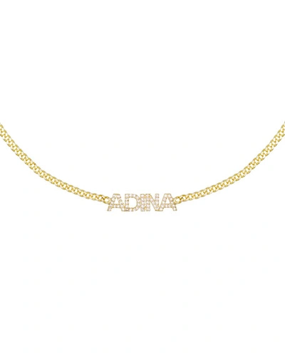 Adinas Jewels Cubic Zirconia Nameplate Choker In Gold