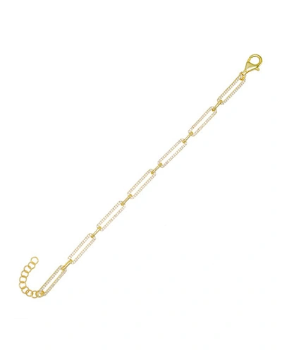 Adinas Jewels Cubic Zirconia Oval-link Bracelet In Gold