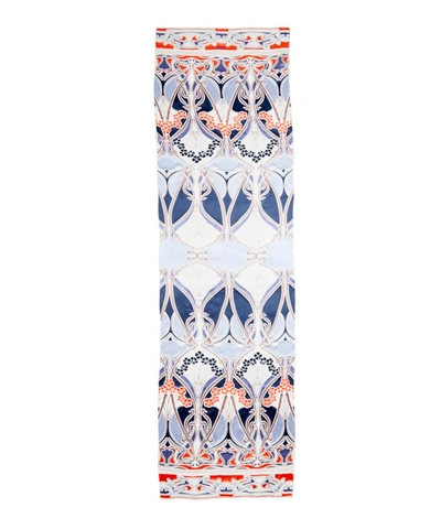 Liberty London Ianthe 70 X 180cm Silk Devore Scarf In Navy