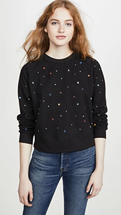 Monogram Rainbow Rhinestones Sweatshirt In Black