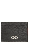 Ferragamo Revival Leather Magnetic Money Clip Card Case In Nero