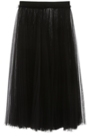 Dolce & Gabbana Ruched Tulle Midi Skirt In Black