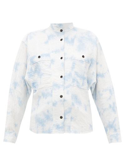 Isabel Marant Étoile Barney Mandarin-collar Cotton-blend Shirt In Light Blue