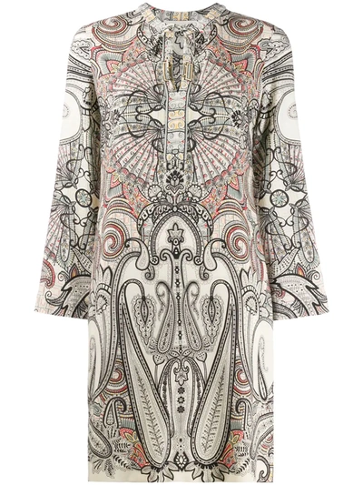 Etro Cannalla Paisley-print Wool-blend Dress In White