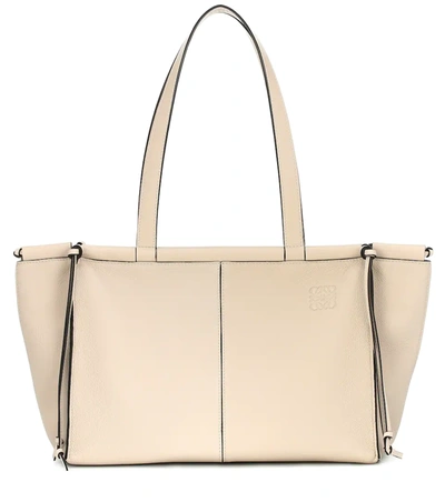 Loewe Grained Calfskin Small Anagram Tote Light Oat