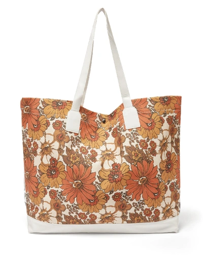 Dodo Bar Or Litta Floral-print Canvas Tote Bag In Flower 1 Orange