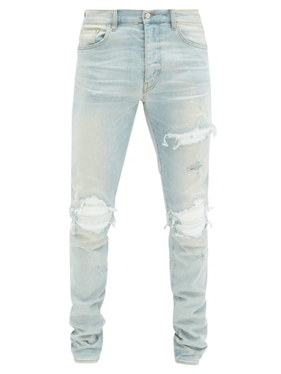 Amiri Men's Mx1 Distressed Skinny Jeans In Indigo