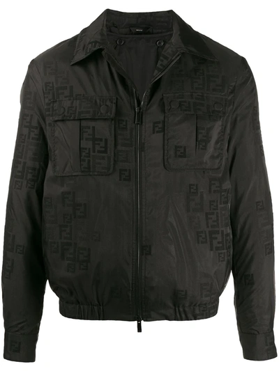 Fendi Ff-jacquard Organza Jacket In Black