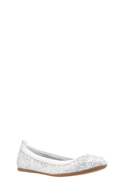 Nina Kids' Esther Ballet Flat In White Chunky Glitter