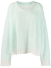 Maison Margiela Tubico Oversized Two-tone Open-knit Mohair-blend Sweater In Mint