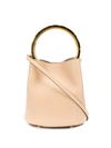 Marni Pannier Top Handle Leather Bucket Bag In Beige