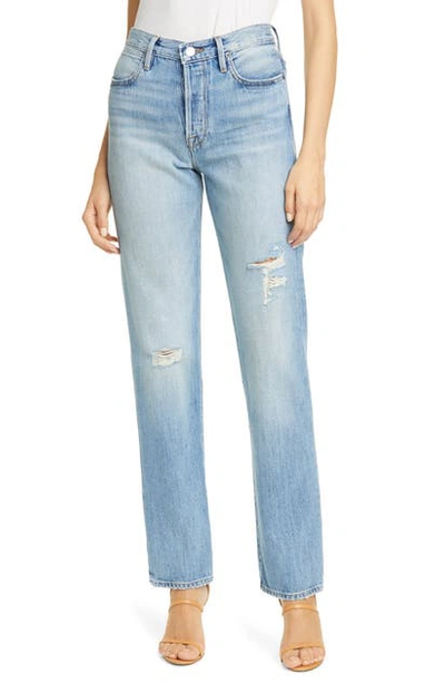 Frame Le Hollywood Distressed Straight Leg Jeans In Fernhill