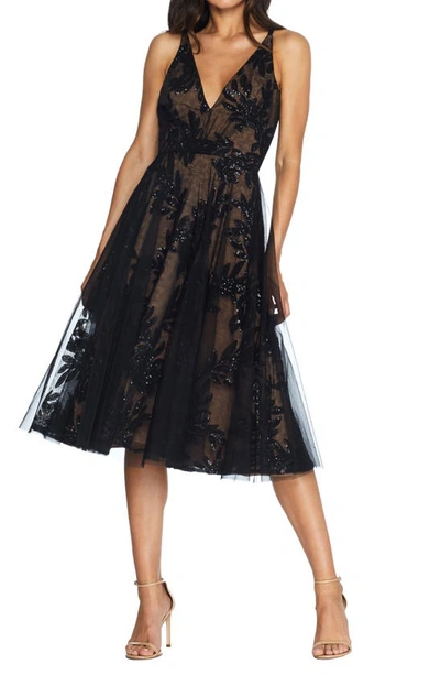 Dress The Population Courtney Sequin Lace Cocktail Dress In Black