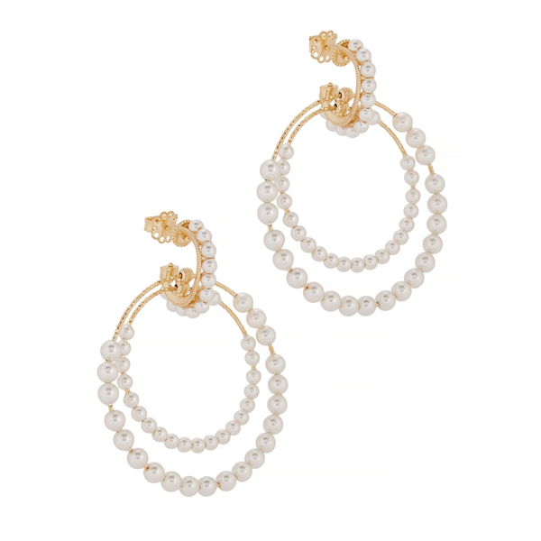 Soru Jewellery Valentina Swarovski Pearl 24kt Gold Vermeil Hoop ...