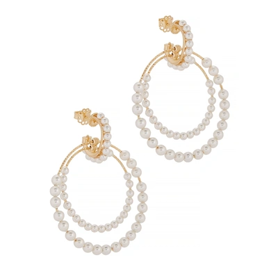 Soru Jewellery Valentina Swarovski Pearl 24kt Gold Vermeil Hoop Earrings
