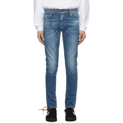 Off-white Off White Slim Fit Jeans In Medium Blue