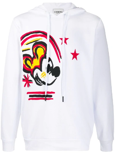 Iceberg Hoodie With Mickey Mouse Print In White