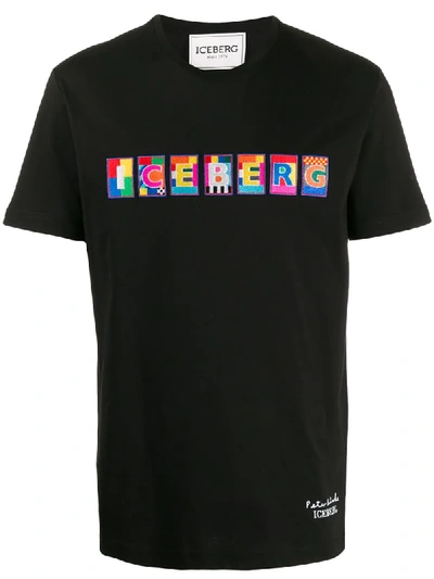Iceberg X Peter Blake T-shirt With Multicolor Logo Patch In Black