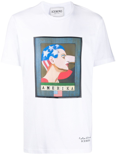 Iceberg X Peter Blake T-shirt With Amerika Print In White