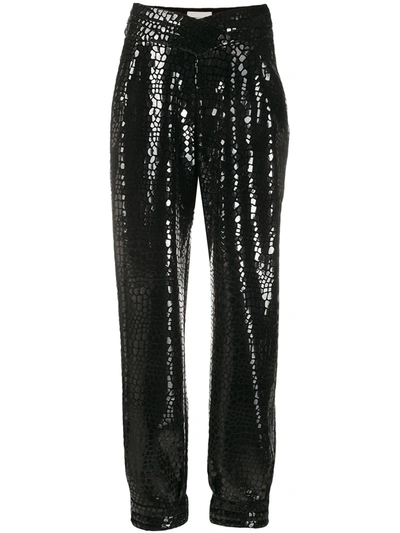 Giuseppe Di Morabito Crocodile-effect Tapered Trousers In Black