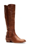 Frye Carson Knee-high Leather Riding Boots In Caramel