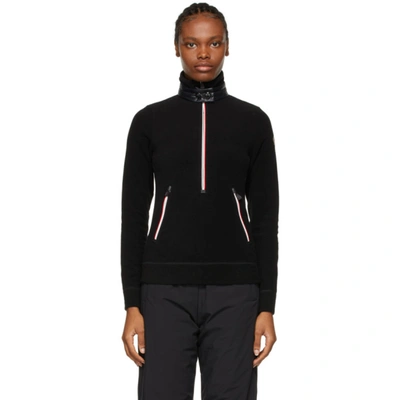 Moncler Grenoble Three-quarter Zip Fleece Insulator Sweater In Black