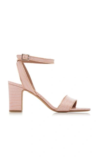 Tabitha Simmons Leticia Croc-embossed Leather Sandals In Pink