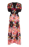 Saloni Lea Floral-printed Silk Midi Dress
