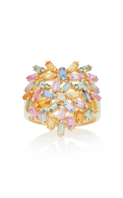 Suzanne Kalan 18k Yellow-gold And Diamond Pastel Heart Ring In Pink