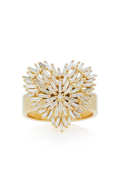 Suzanne Kalan 18k Yellow-gold And White Diamond Heart Ring