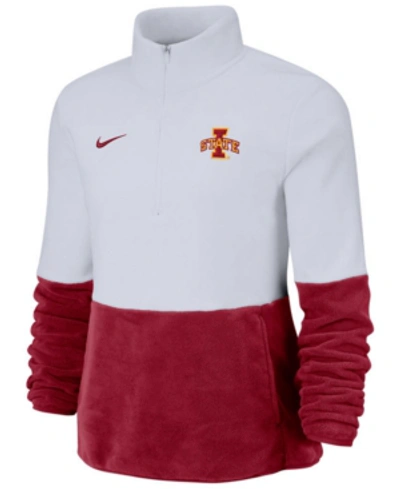 Nike Women's Iowa State Cyclones Therma Long Sleeve Quarter-zip Pullover In White/crimson