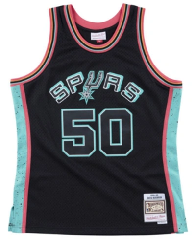 Mitchell & Ness Men's San Antonio Spurs Rings Swingman Jersey In Black/teal/pink