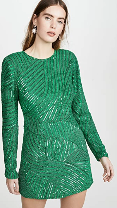 Retroféte Sequin Ember Dress In Emerald Green