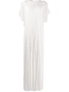 Alberta Ferretti Lace Trim Pleated Jumpsuit In White