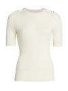 3.1 Phillip Lim Buttoned Shoulder Ribbed Knit Top In Antique White