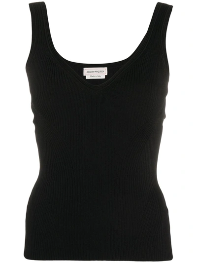 Tシャツ・カットソー ALEXANDER MCQUEEN BLACK STRETCH COTTON TANK TOP Alexander McQueen Black Stretch Cotton Top | italist, ALWAYS