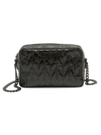 Miu Miu Shine Leather Quilted Bandoliera Leather Bag In Black