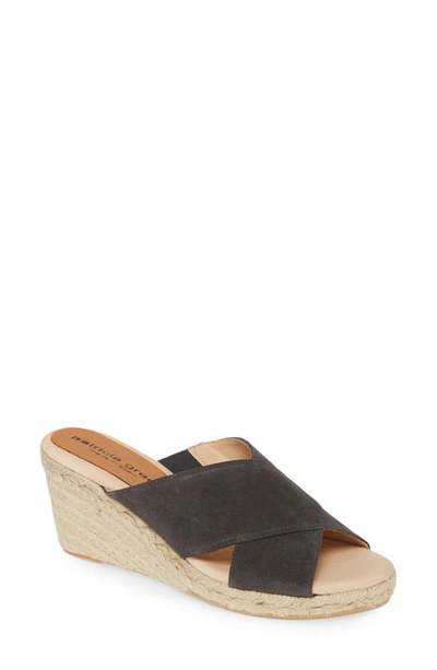 Patricia Green Annabelle Espadrille Wedge Slide Sandal In Charcoal Suede