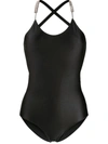 Oseree Swarovski-embellished Swimsuit In Black