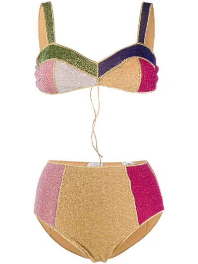 Oseree Shimmer Colour Block Bikini Set In Multicolor