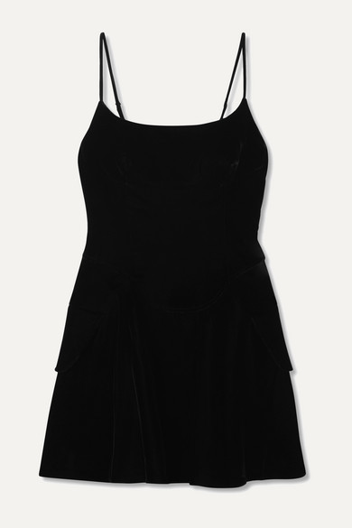 Alexander Wang Velvet Fit & Flare Minidress In Black | ModeSens