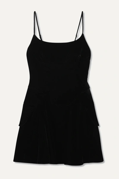 Alexander Wang Velvet Fit & Flare Minidress In Black