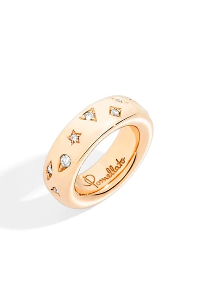 Pomellato Iconica Medium Diamond Band Ring In Rose Gold/ Diamond