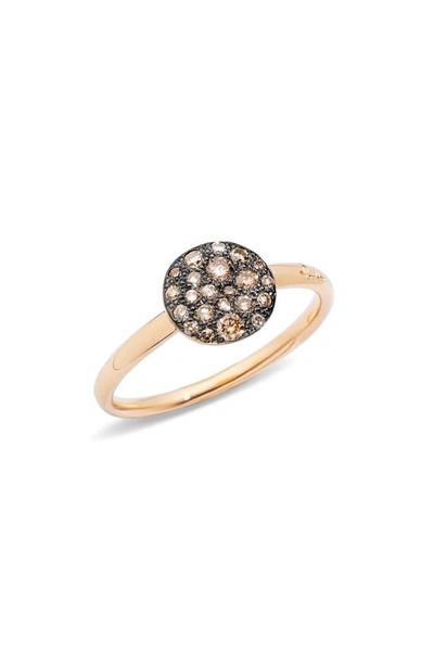 Pomellato Sabbia Small Diamond Ring In Rose Gold/ Brown Diamond