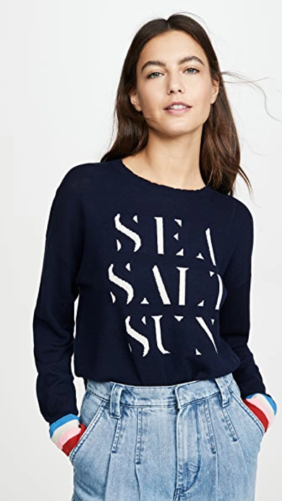 Sundry Sea Salt Sun Crewneck Wool & Cashmere Sweater In Navy